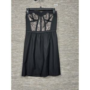 Rebecca Taylor Dress Womens 2 Black Floral Lace Strapless Fit & Flare Mini